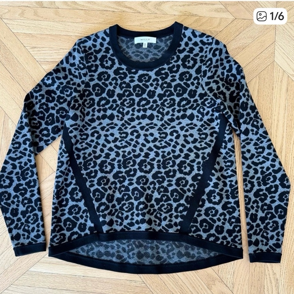 Milly Leopard Print Sweater M